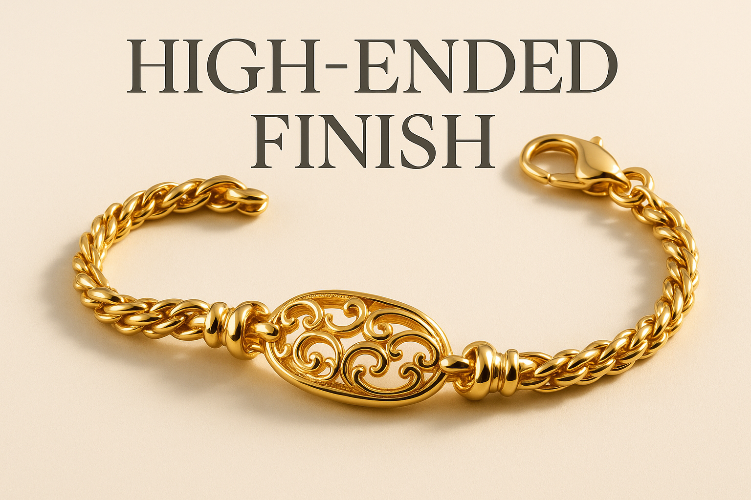 Add a word " High-ended Finish" on a gold jewelry 